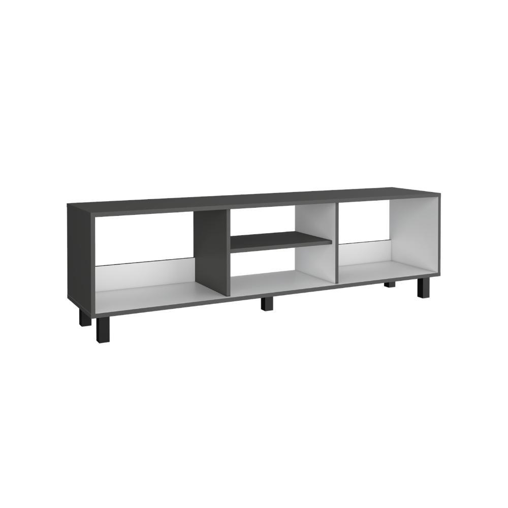 Mesa Para Tv Tunez, Plata Oscuro y Blanco, Para Televisor Hasta 70 Pulgadas