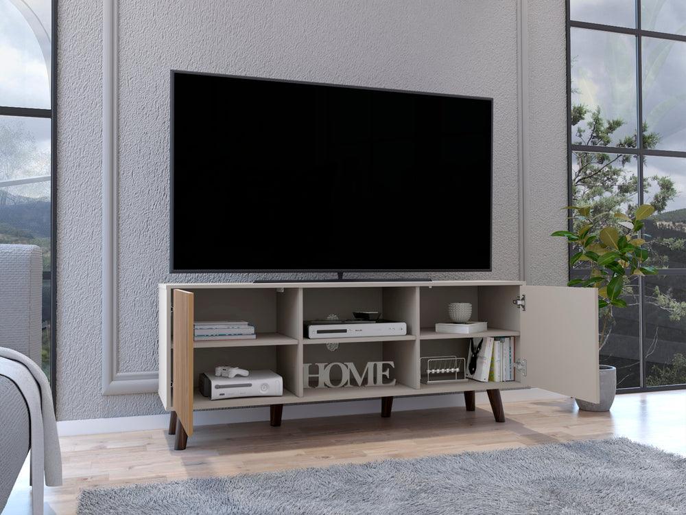 Mesa de Tv Mirabella, Cocoa, con Espacio Para Televisor de Hasta 65 Pulgadas y Varios Entrepaños