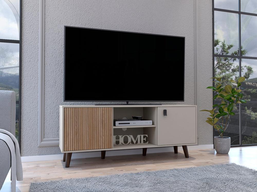 Mesa de Tv Mirabella, Cocoa, con Espacio Para Televisor de Hasta 65 Pulgadas y Varios Entrepaños