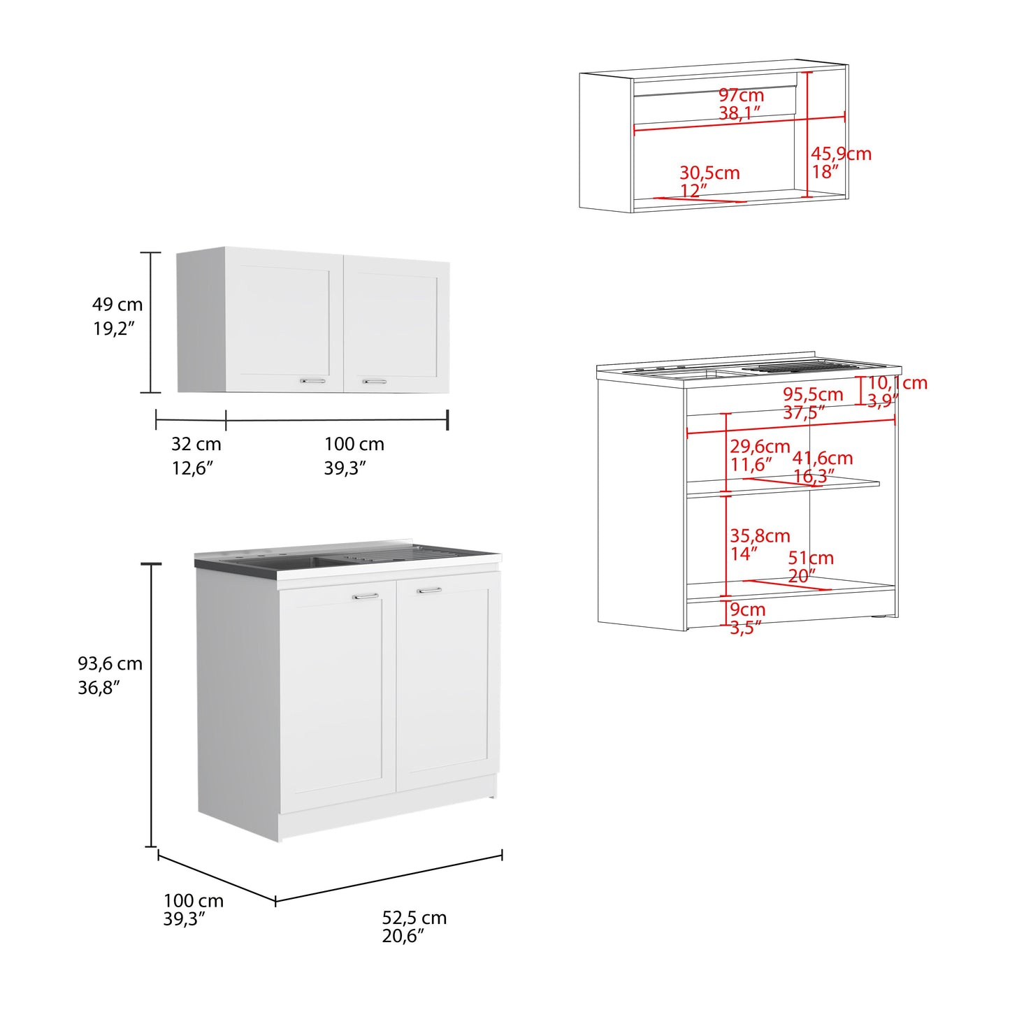 Cocina Integral Toronto, Blanco, Incluye Mesón Izquierdo ZF