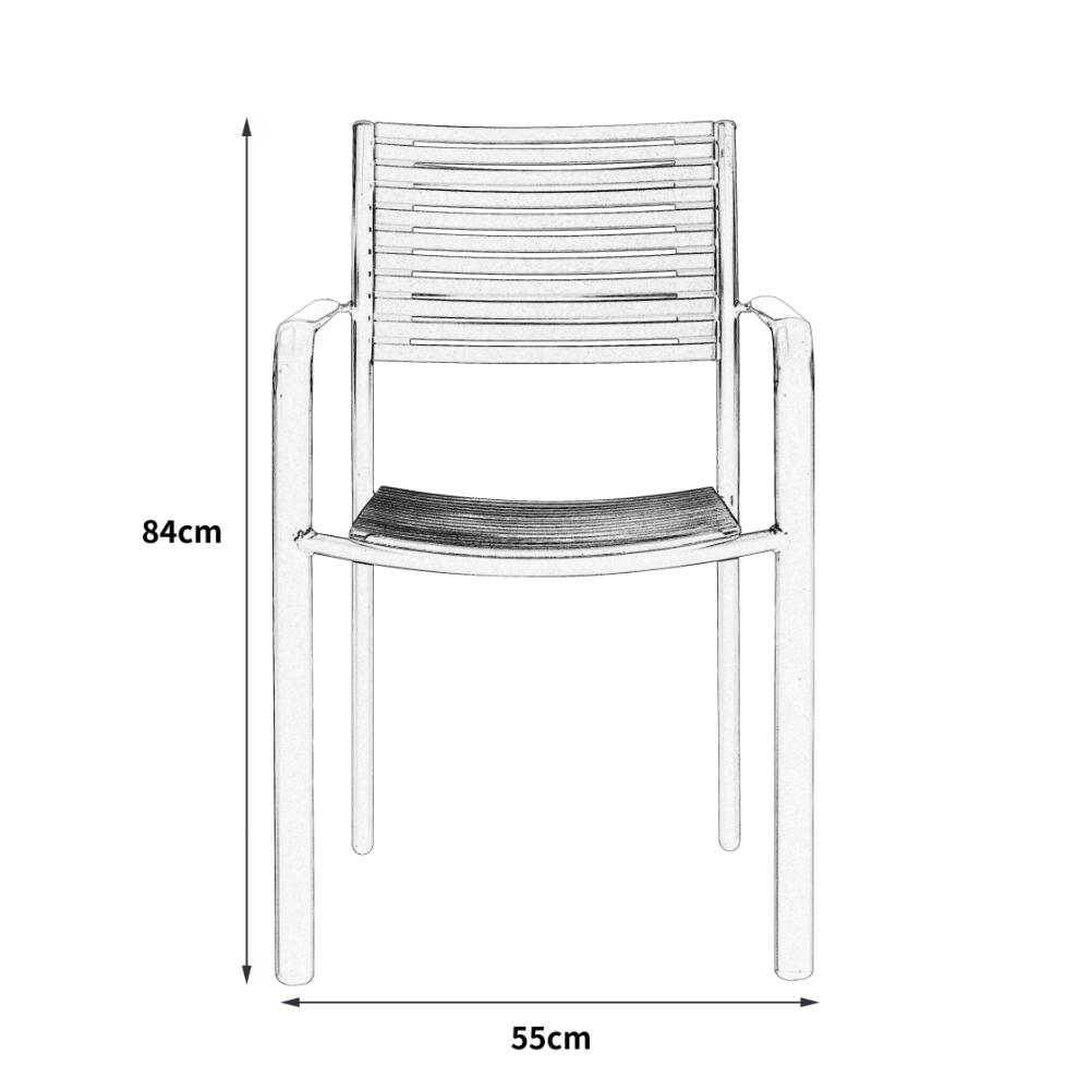 Silla Comedor Exterior Oasis, Negro, con Cómodo Espaldar