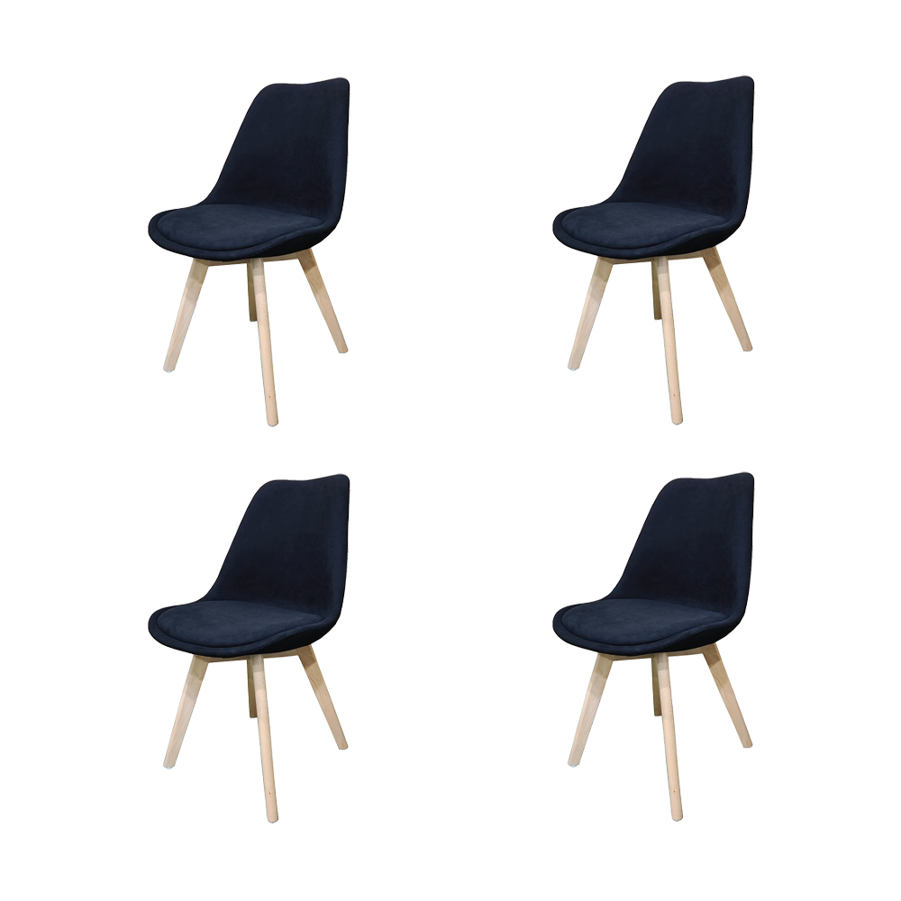 Kit de Cuatro Silla Romero, Negro y Café claro, comodo asiento y patas en madera