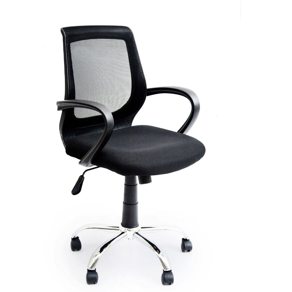 Silla de Escritorio Fesky, Negro, con cómodo espaldar y rodachinas para su fácil desplazamiento