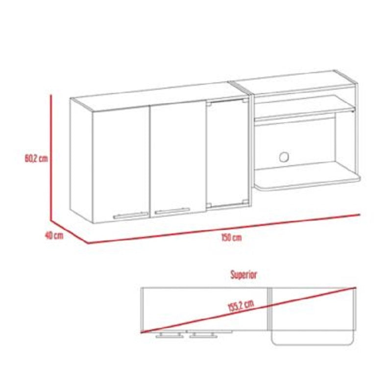 Gabinete Superior Viltex color Wengue y Blanco para Cocina.