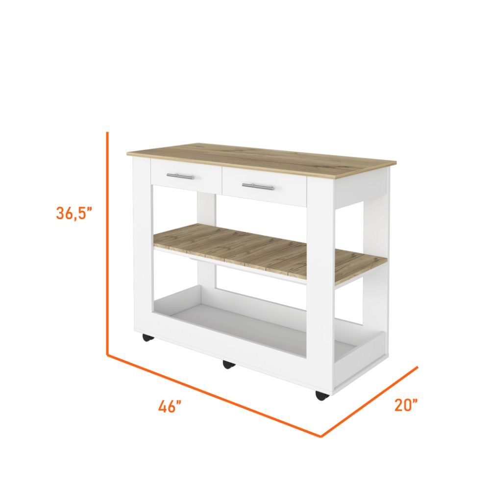 Mesa Auxiliar Cala color Blanco Nevado y Café claro para Ambientes.