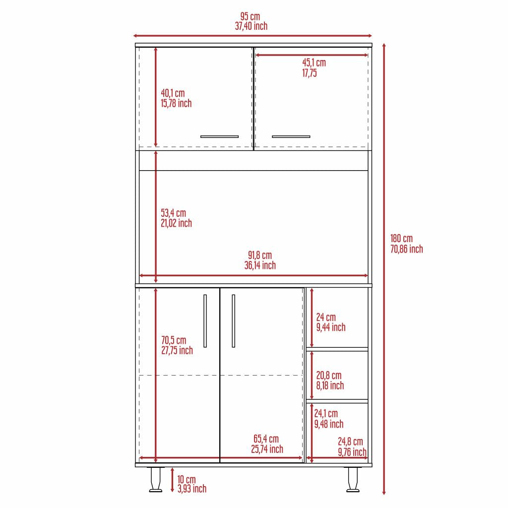 Alacena Everton, Wengue, con Cuatro Puertas y Patas de Acero  ZF