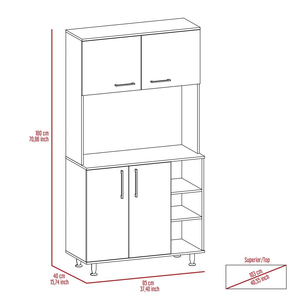 Alacena Everton, Wengue, con Cuatro Puertas y Patas de Acero  ZF