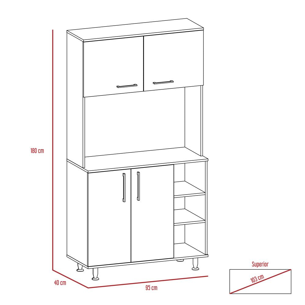 Alacena Everton, Blanco, con Cuatro Puertas y Patas de Acero  ZF