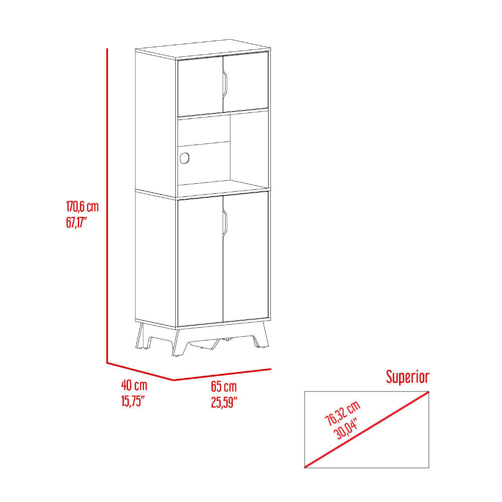 Modulo Microondas Andra color Blanco y Café claro para Cocina.