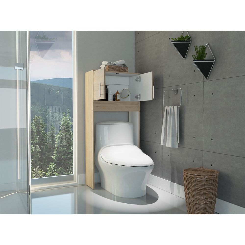 Gabinete de Baño Aqua, Beige y Blanco, con dos puertas para su almacenamiento