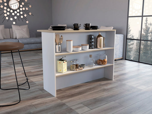 Barra de Cocina Diamante, Blanco Marqueza y Beige, Con Amplia Superficie ZF