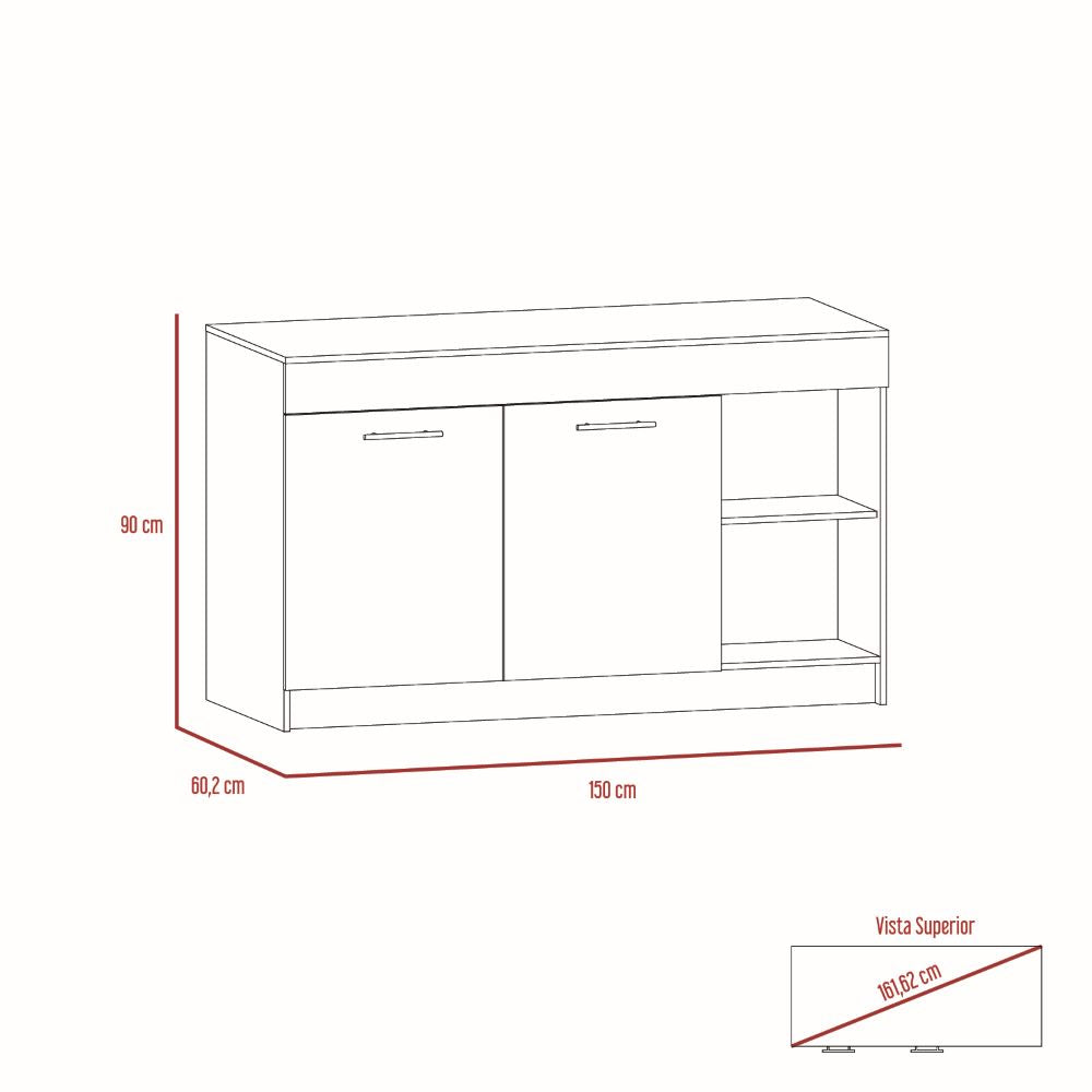 Barra de Cocina Prada, Miel y Wengue, con dos puertas batientes