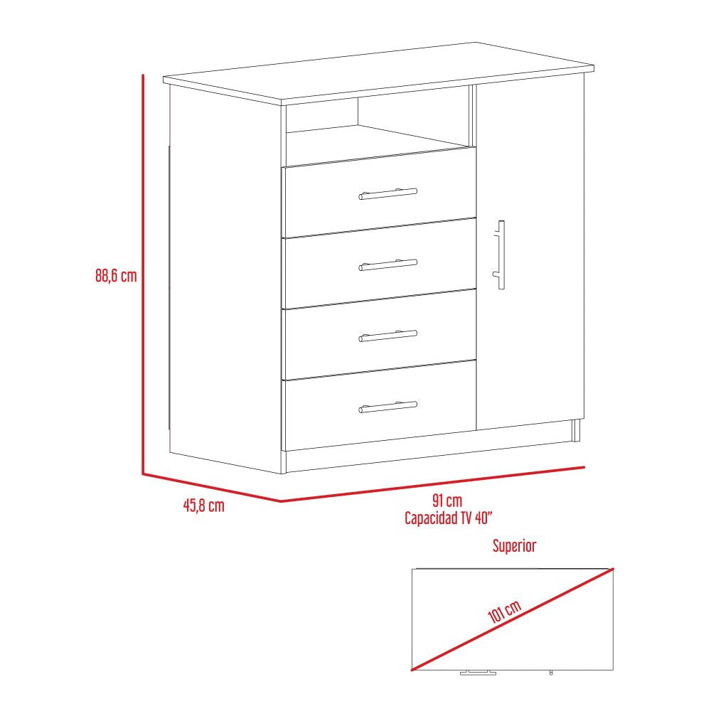 Organizador Barlovento, Cobre y Blanco, con cuatro cajones