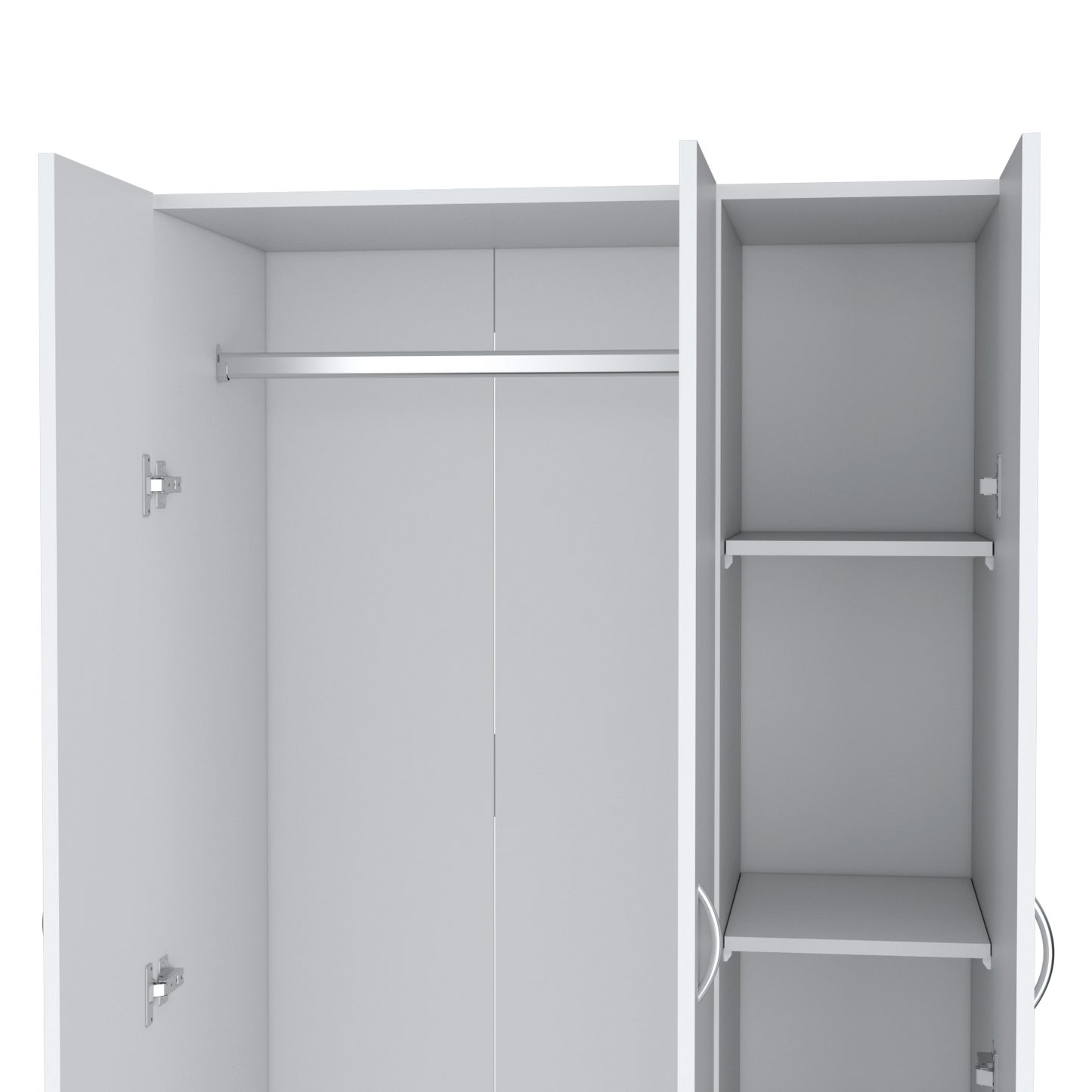 Closet Orbe, Blanco Duqueza, con dos cajones, cuatro entrepaños y tubo cromado ZF