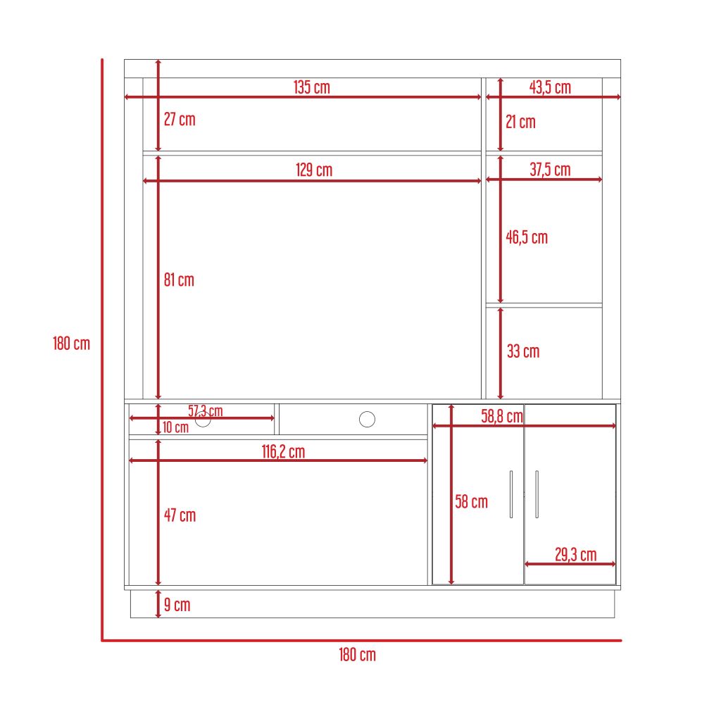 Mesa de TV Romeo, Castaño, con espacio para televisor de 55 pulgadas