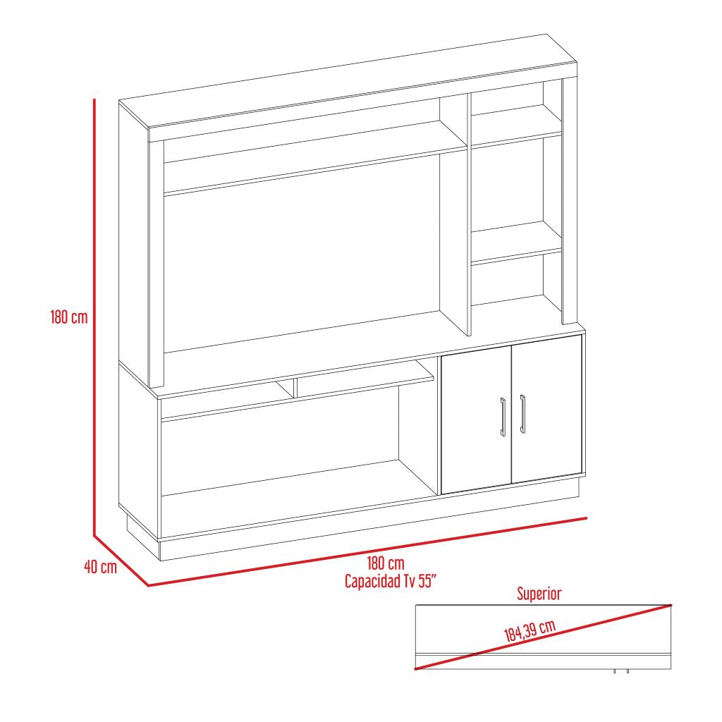 Mesa de TV Romeo, Castaño, con espacio para televisor de 55 pulgadas