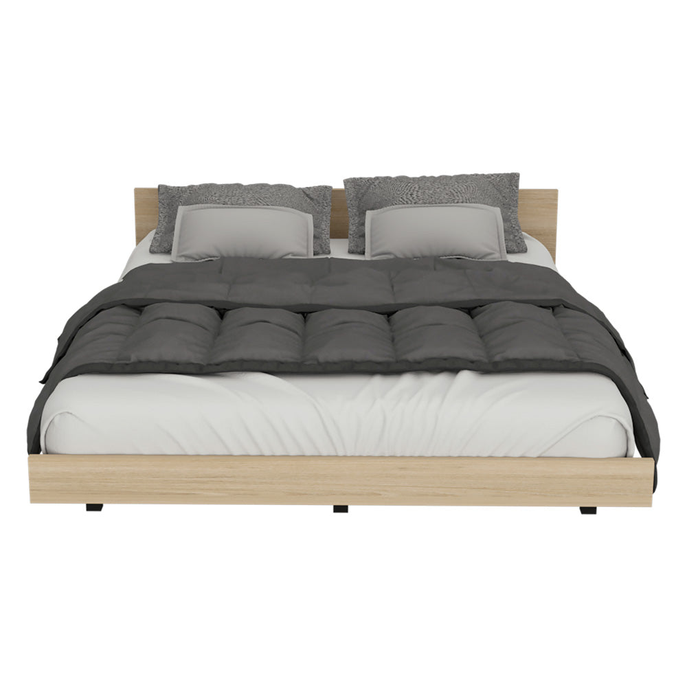 Cama Doble Wesley, Beige, incluye tendido de tablas