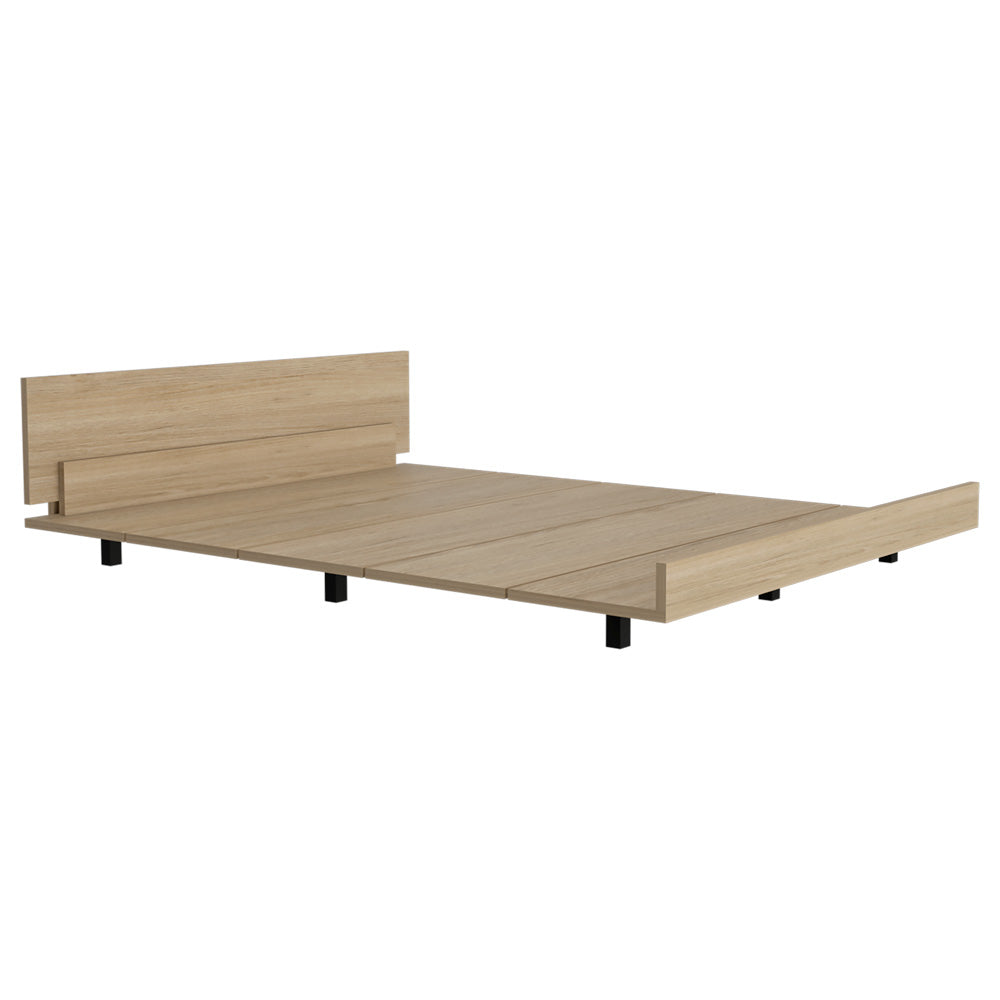 Cama Doble Wesley, Beige, incluye tendido de tablas