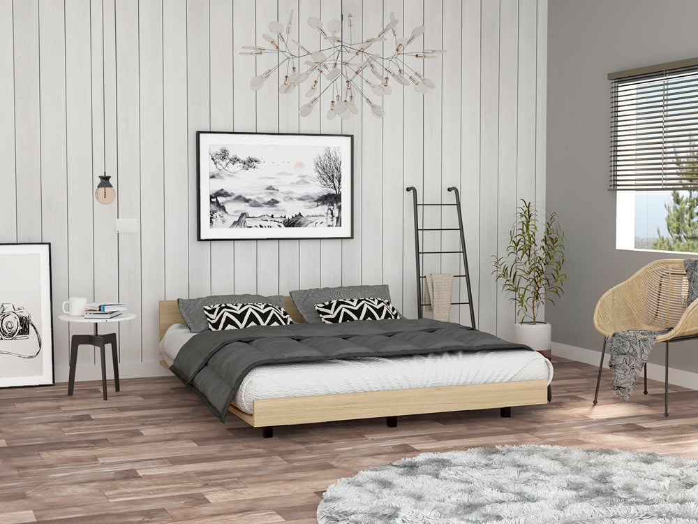 Cama Doble Wesley, Beige, incluye tendido de tablas