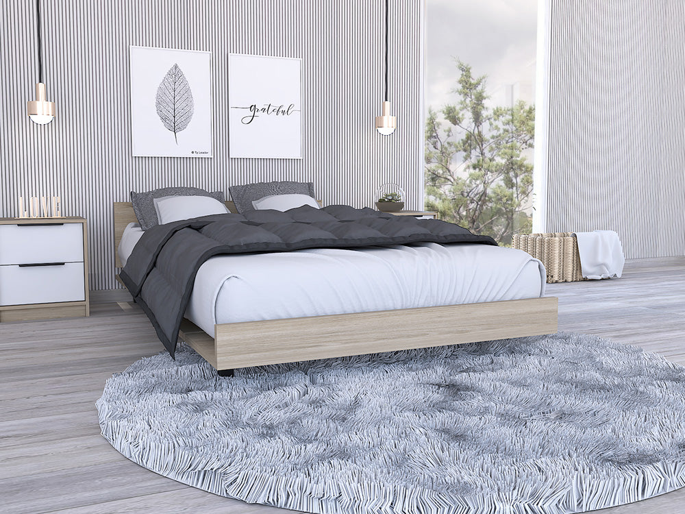 Cama Sencilla Wesley, Beige, incluye tendido de tablones