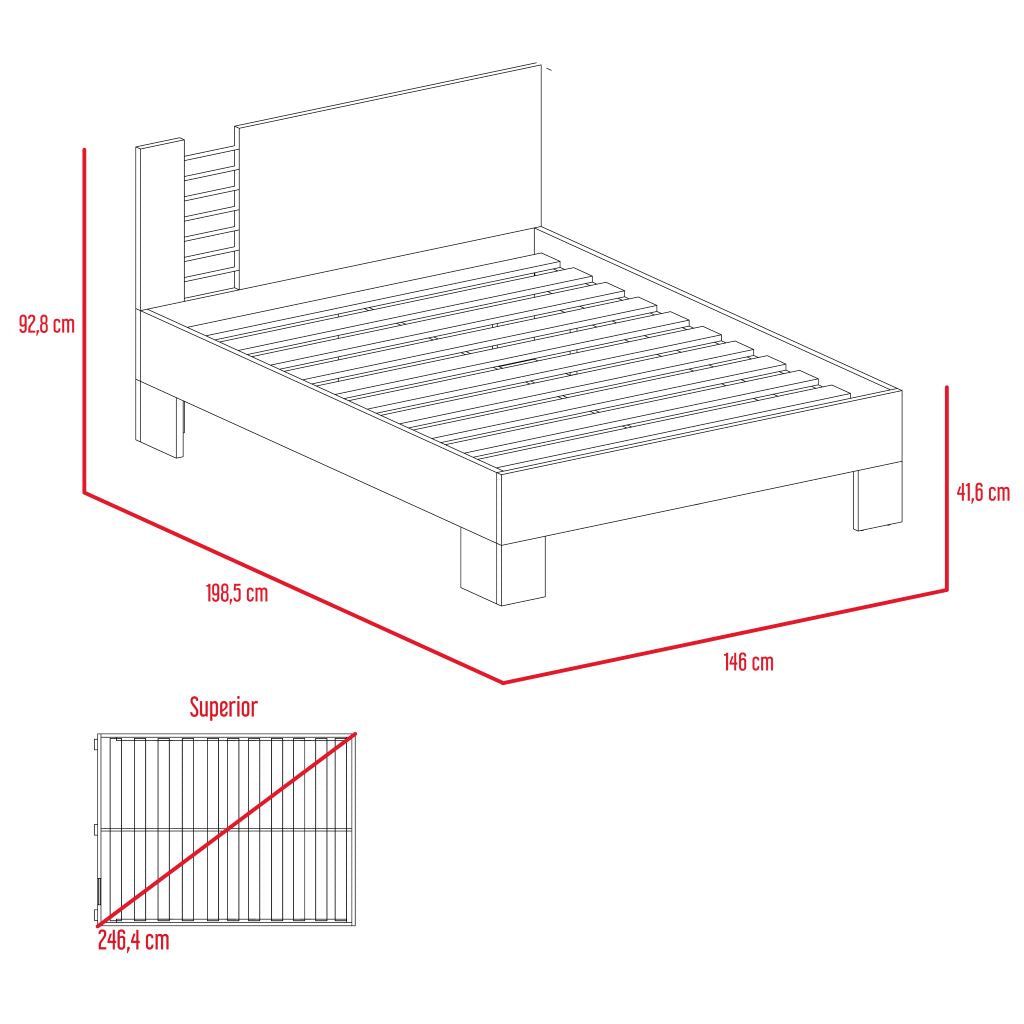 Cama Doble Ennis, Beige, incluye tendido de tablas