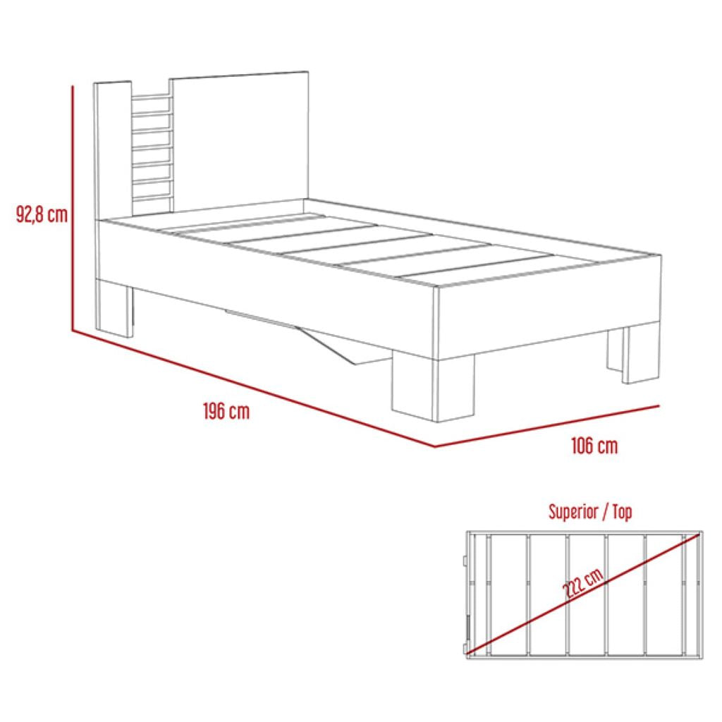 Cama Sencilla Elaxi, Wengue, incluye tendido de tablas