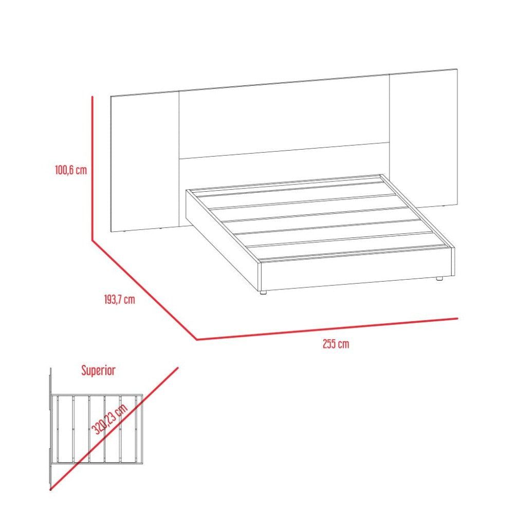 Cama Doble Nebrask, Miel y Blanco, incluye cabecera