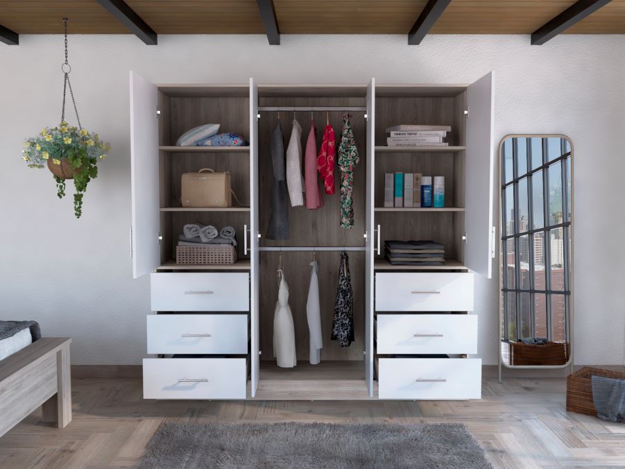 Closet Cooper, Humo y Blanco, con seis cajones organizadores