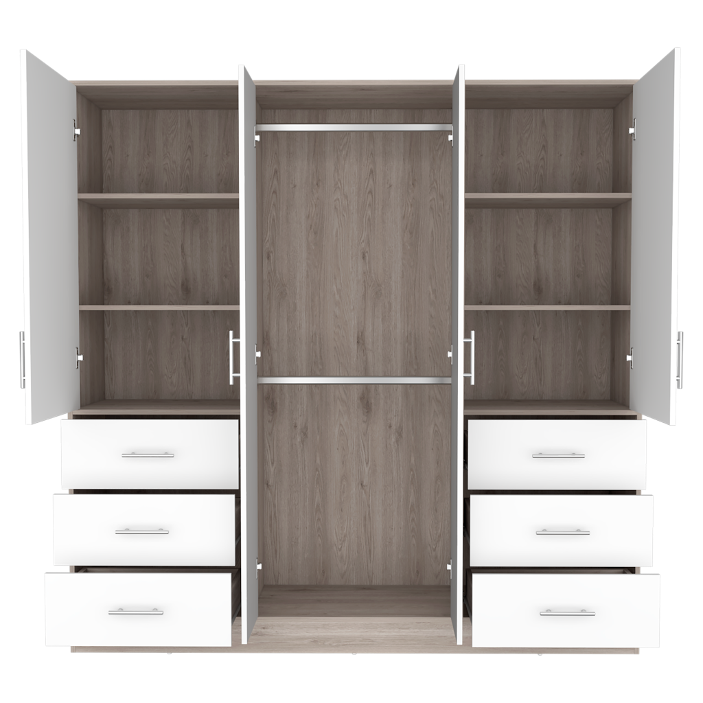 Closet Cooper, Humo y Blanco, con seis cajones organizadores