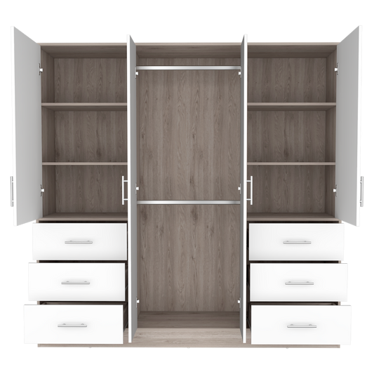 Closet Cooper, Humo y Blanco, con seis cajones organizadores