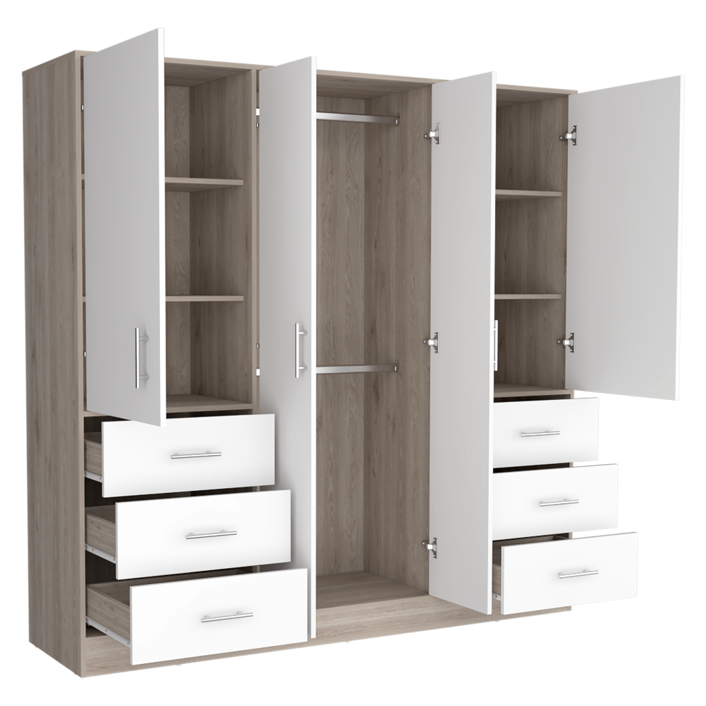 Closet Cooper, Humo y Blanco, con seis cajones organizadores