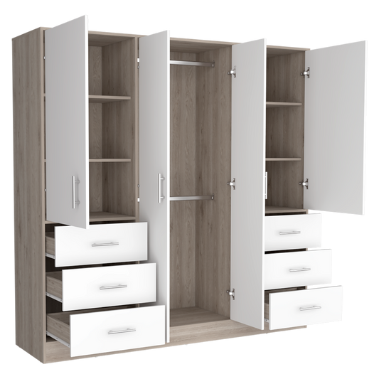 Closet Cooper, Humo y Blanco, con seis cajones organizadores