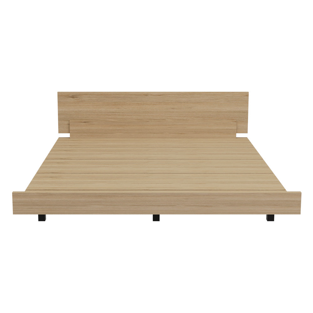 Cama Doble Wesley, Beige, incluye tendido de tablas