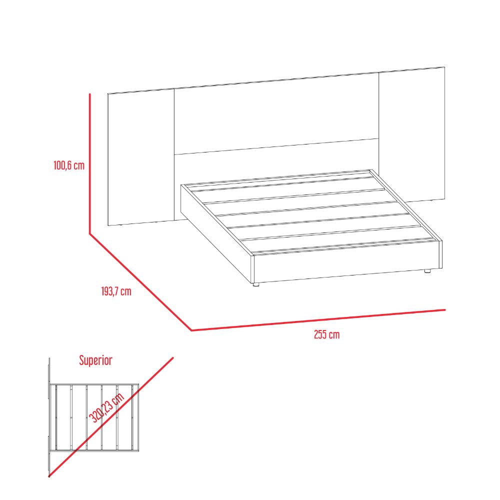 Cama Doble Nekrask, Miel y Blanco, incluye cabecera COP