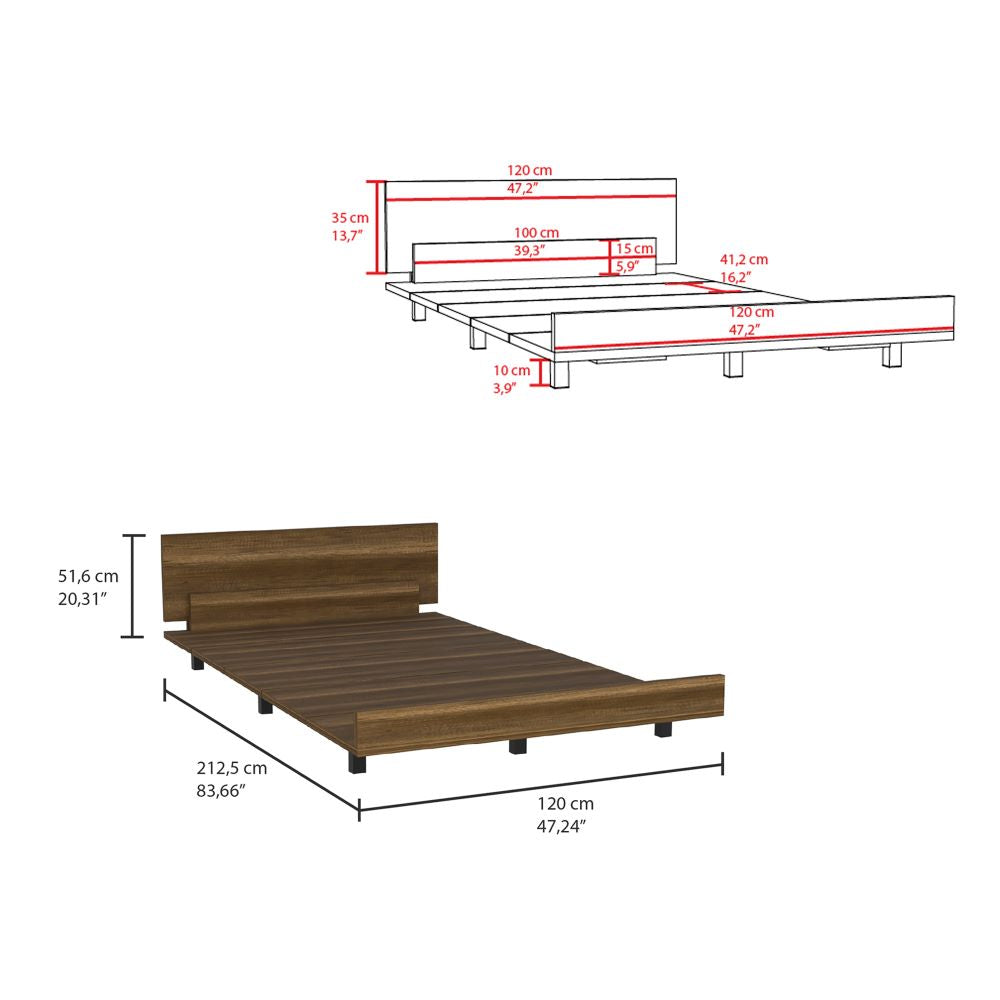 Cama Semi Doble Wesley, Cobre, 120 incluye tendido de tablones