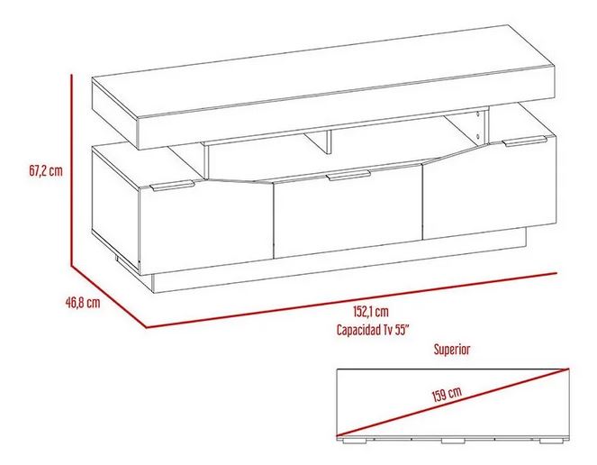 Mesa para TV Teo, Blanco, con espacio para televisor de hasta 55 pulgadas