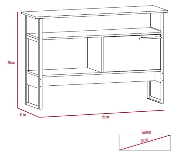 Mueble Auxiliar Recibidor Korina, Miel, con patas en acero negras