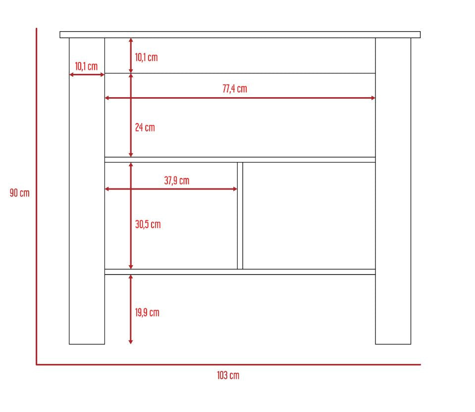 Mueble Auxiliar de Cocina Draco, Blanco y Miel, con dos entrepaños y amplia superficie en la mesa