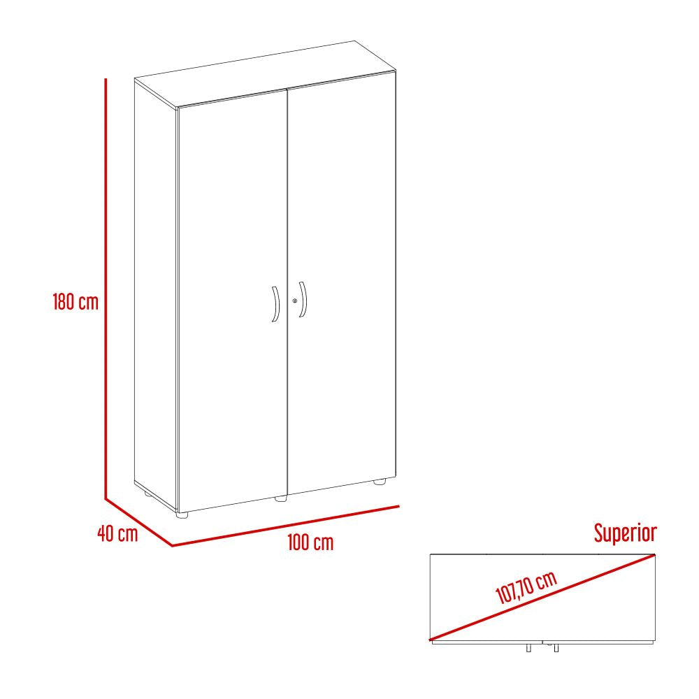 Closet Light, Macadamia y Blanco, con Dos Puertas Batientes y Entrepaños