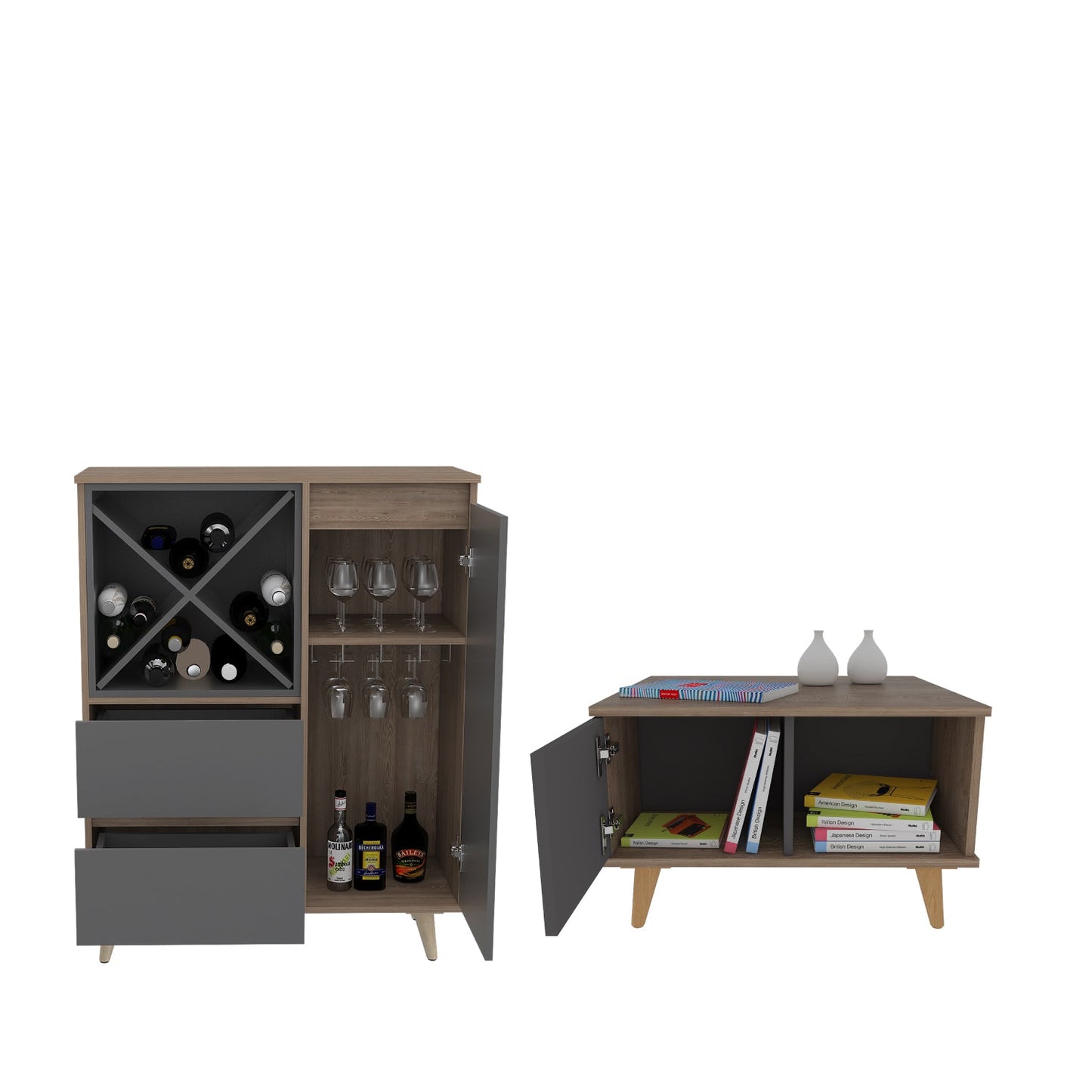 Combo para Sala Nox, incluye Mesa de Centro y Mueble Bar.