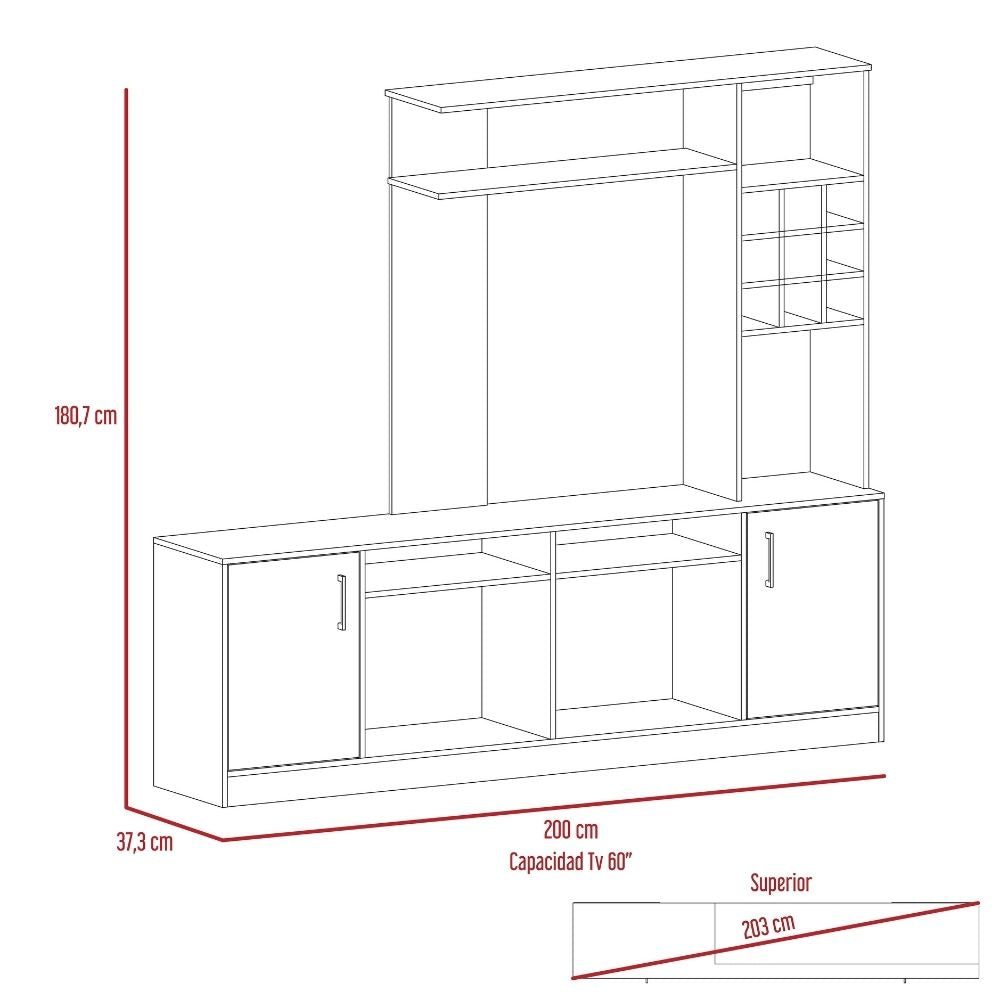 Mesa para TV Sancro, Wengue, con espacio para televisor de hasta 60 pulgadas