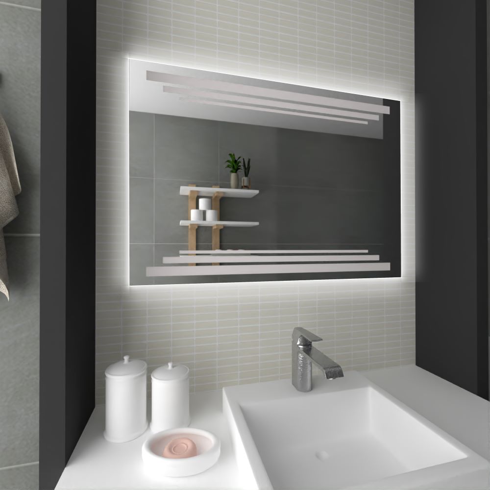 Espejo Rectangular Barú color Gris para Sala o Baño.