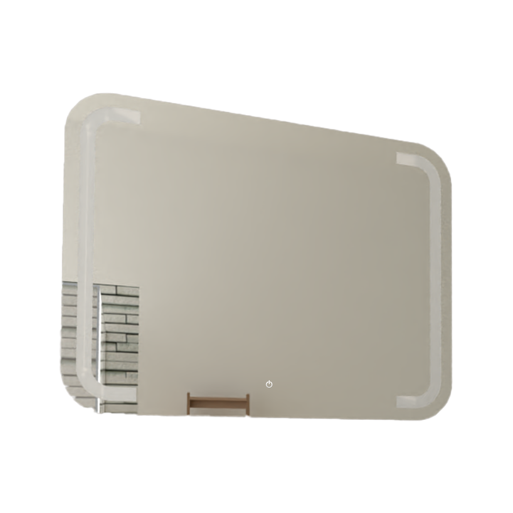 Espejo Rectangular Brown, Gris, con Luz Led y Touch