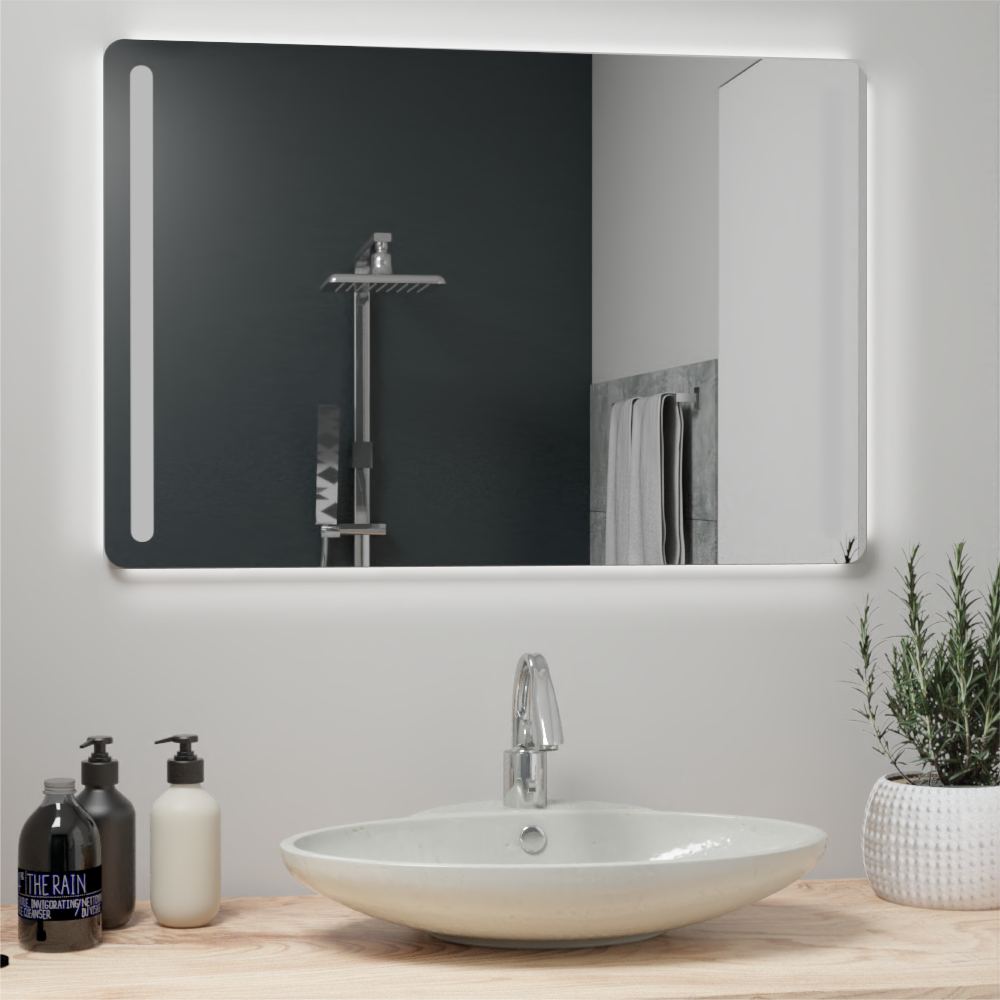 Espejo Rectangular Hera color Gris para Sala o Baño.