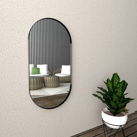 Espejo Rectangular Lukman color Negro para Sala o Baño.