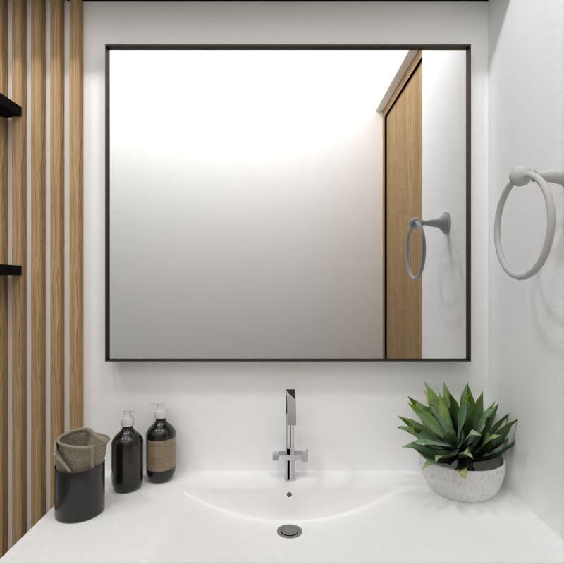 Espejo Rectangular Onix color Negro para Sala o Baño.