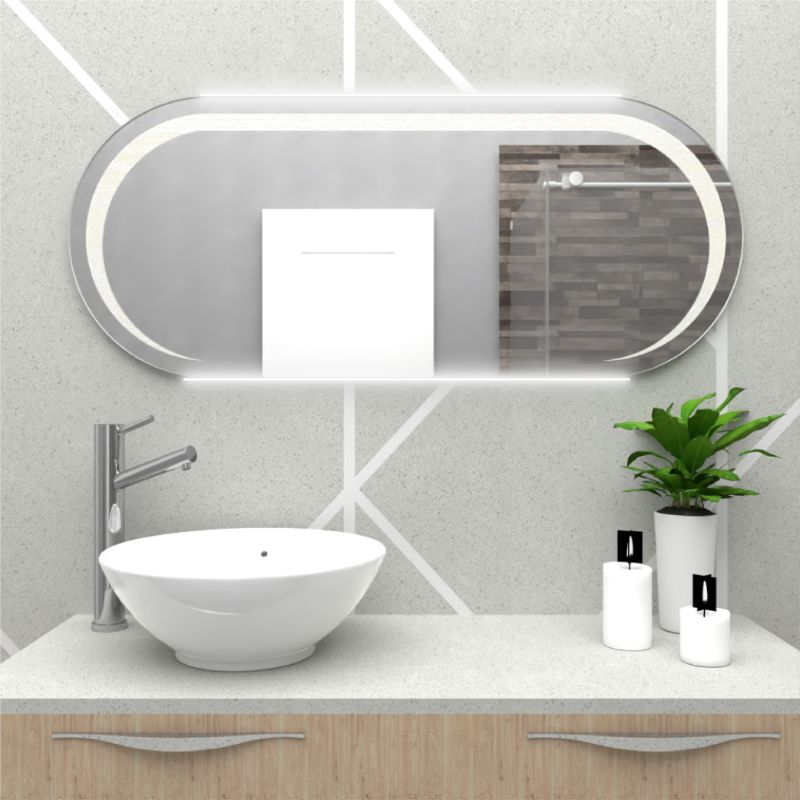 Espejo Rectangular Verón color Gris para Sala o Baño.