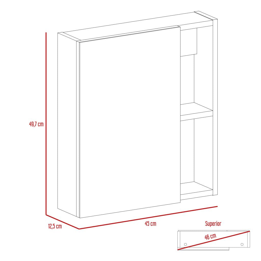 Gabinete de Baño Labell, Blanco, con puerta espejo y entrepaños