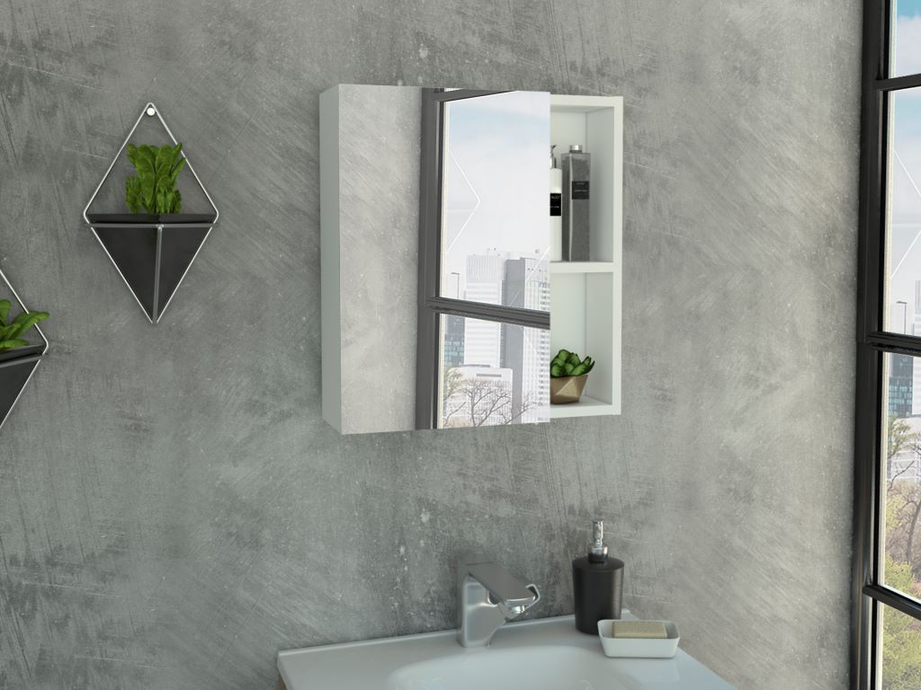 Gabinete de Baño Dakari, Blanco, con Puerta Espejo y Entrepaños X2 ZF