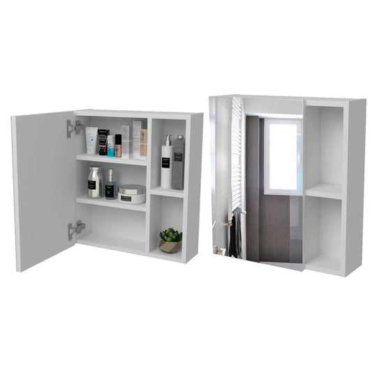 Gabinete de Baño Dakari, Blanco, con Puerta Espejo y Entrepaños X2 ZF